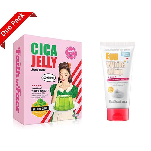 Faith in Face Cica Jelly Facial Mask Sheet Pack (7 Pcs) + Whip Cleansing Foam  150 ml